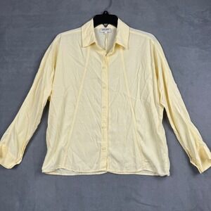 Naf Naf Paris Womens Yellow Lyocell Viscose Seam Detail Button Down Shirt Small